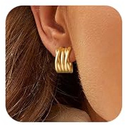 ALEXCRAFT Boucle D'oreille Femme Argent 925 Sterling Créoles Plaqué Larges Or 14K Creoles Petit Acier Inoxydable Hypoallergéniques Boucle Boreille Huggie Or Bijoux Cadeaux pour Femmes15mm