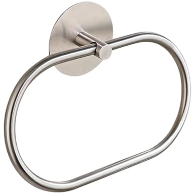 Toallero autoadhesivo, soporte para toallas con acero inoxidable, soporte para toallas de baño montado en la pared, colgador ovalado para colgar toallas sin taladrar para organizador de baño, cocina