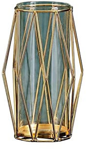 Snowflyk Vasen, nordische Geometrie, Metall, Glas, golden, Wohnzimmer-Dekoration, Terrarium-Dekor, Töpfe, dekoratives Dekor, dekorative Blumenvase (BA)