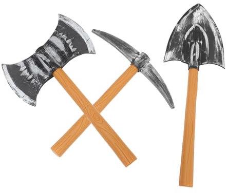 Toddmomy Set 3 Pezzi Accessori Cosplay Vichingo Nano in Plastica, Piccone e Vanga Realistica per Costume Halloween e Feste a Tema, Gioco Creativo per Ragazzo Ragazza e Adulti
