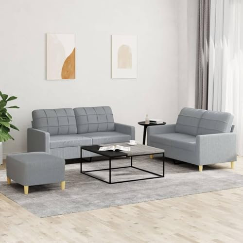Snsowed 3-TLG. Sofagarnitur mit Kissen Hellgrau Stoff, Sofa Mit Relaxfunktion, Couchgarnitur, Wohnzimmer Sofa, Couch, Sofa Set 3201282