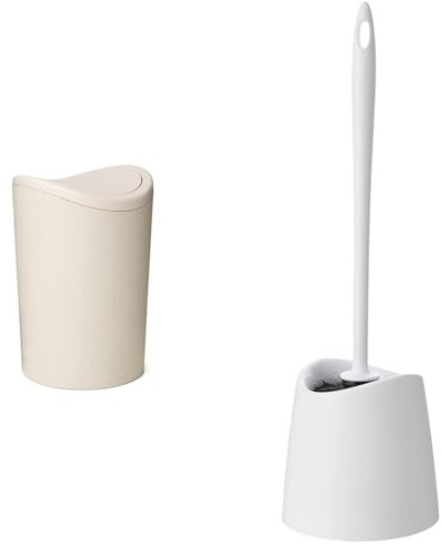 Tatay Papelera y Escobilla Baño | Papelera Baño con Tapa Basculante Ecohome | Capacidad 6L | Escobilla WC Modelo Blanca | Material Resistente y 100% Reciclable | Fabricados en España