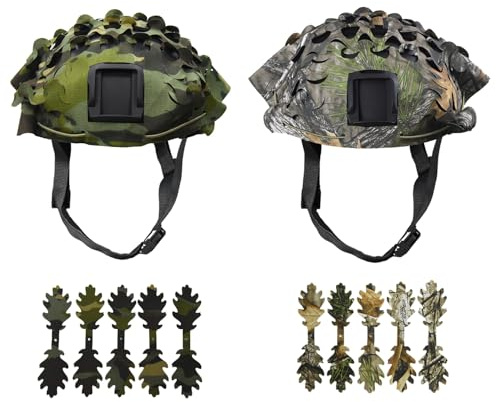 Copri Calotta per Casco Mimetico per Caccia Militare, Copertura Tattica per Casco Foglia 3D con Coulisse Regolabile per Paintball, Softair-Camo