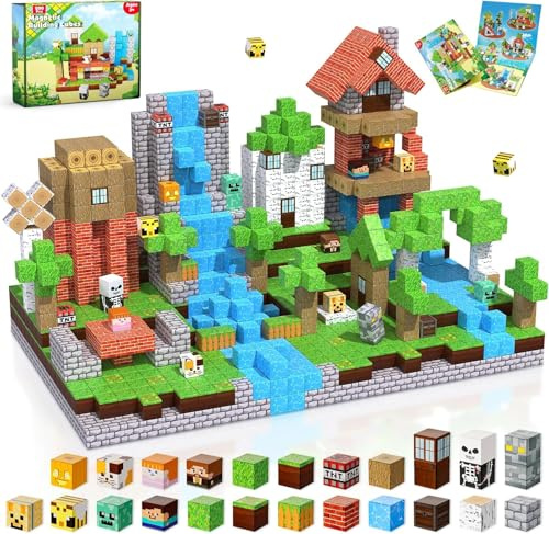 Goody King 200PCS Magnetic Blocks, 2026 Upgraded Magnetic Building Cubes Forest River Set, STEM Stacking Toys for Kids Ages 3+, Indoor Construction Magnets, Birthday Gifts for Boys Girls