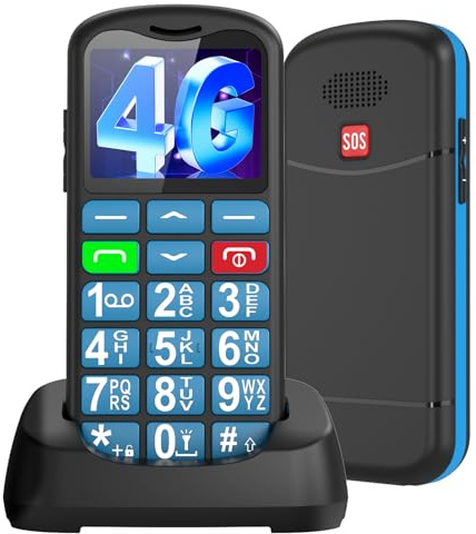 Ufferson T180 | 4G Mobile Phones SIM Free Unlocked with USB-C Charging|1.8 Zoll Farbdisplay | Bluetooth| Big Button Mobile Phone for Elderly with Charging Dock, SOS Button, Large Volume,FM Radio