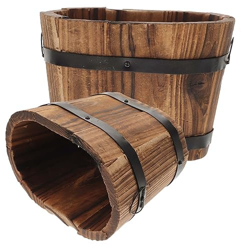 Yardenfun 2 Piezas Maceta De Madera Vintage Decorativa Pequeña Rústica para Flores Artificiales Maceta De Interior para Jardinería y Ventanales