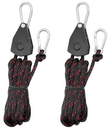 Keovoker 2Pack Ratchet Tie Down Straps, 16Ft 3/8 Adjustable Rope Rollers, Heavy-Duty Pulley System, Tightener for Shade Sails, Hoist for Lifting Gear, Outdoor Utility, 250lb Load Limit
