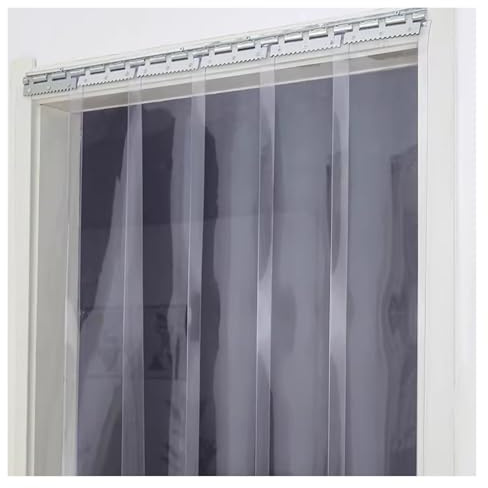 Qulamrdk Tenda A Lamelle Trasparente, Tenda A Strisce in PVC 1,3mm Tende A Strisce Plastica Adatto A Ristoranti, Uffici, Magazzini, Facile da Pulire(135x210cm/53.15x82.68in)