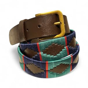 LeeToro Argentinischer Gürtel Handgefertigt Leder Gürtel Herren Damen Premium Unisex Braun Bestickt Designer Polo Leder Belt Gaucho Belt Schnalle im Antikstil