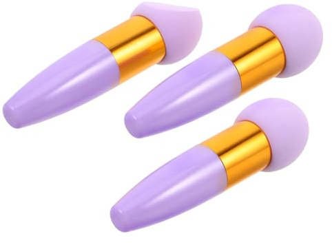 Gogogmee 3 piezas Esponjas de Maquillaje Anguladas con Mango Esponja para Base y Polvos Sueltos Portátil y Fácil de Limpiar Material Delicado con para Aplicación Uniforme