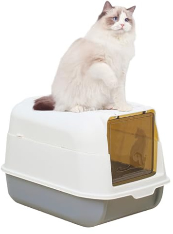 Caja de Arena para Gato con Tapa, Caja de Arena Cubierta extraíble de 18x13x12 Pulgadas, Inodoro de plástico a Prueba de Salpicaduras y a Prueba de Fugas para Mascotas para Mascotas