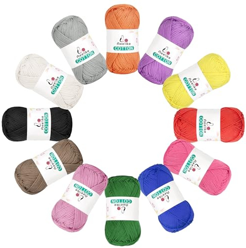 Aeelike 4 Ply Cotton Yarn for Crochet, 100% Cotton DK Knitting Yarn 600g