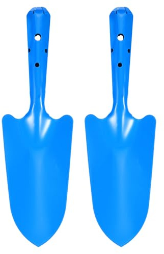 QUARKZMAN 2pcs Mini Pelle Mètallique Colorée 11 x 3 Ensemble de Transplantoir pour Jardin pour Creuser Le Sol, Planter, Désherber et Transplanter, Bleu