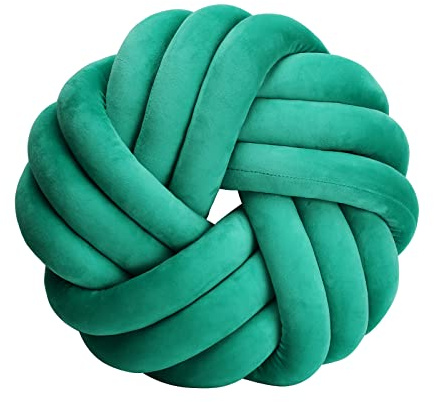 IIQI Soft Plush Knot Cushion, Round Platter Throw Pillow for Home Decor (#89 MALACHITE GREEN, 42 cm)