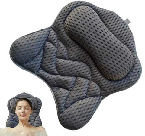 Spa badkudde – 4 D andningsbar ergonomisk design, halkfria sugkoppar, hudvänliga, hållbara lätta konstruktion, bekvämt badkarstillbehör | Badkarskudde användning under avslappning