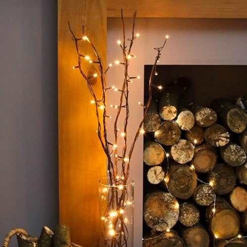 Bloomingtons Direct LED Twig Branch Warm White Decorative Willow Branches, Mains Powered Lights, Home & Indoor Christmas Light Up Decorations, Cozy Festive Décor with 60 LED Lights