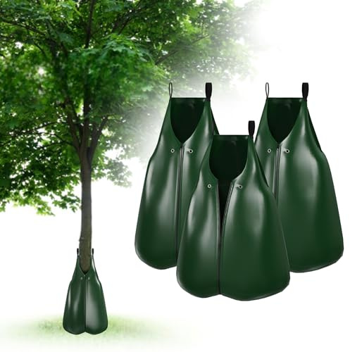 UISEBRT 75L Wassersack für bäume,Baumbad Bewässerungssack aus UV beständigem PVC,Bewässerungsbeutel Gießsäcke mit Reißverschluss für Garten & Stadtgrün Baumbeutel,3er Set Grün