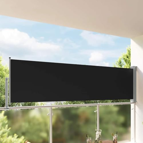 Sophrelle Toldo Lateral retráctil para Patio 100x300 cm Negro Negro,45184