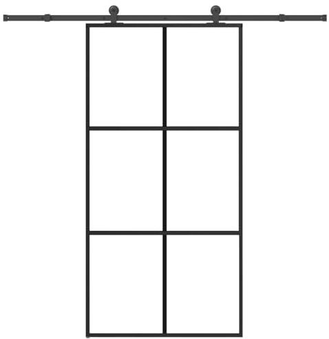 Runheo Porte coulissante en verre ESG et aluminium pour intérieur moderne, avec kit de quincaillerie robuste, adaptée à la rénovation maison, sécurité, isolation thermique et phonique