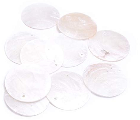 Vintageparts Capiz Muschelscheiben in cremeweiß 30mm 10 Stück zum Schmuck selber machen