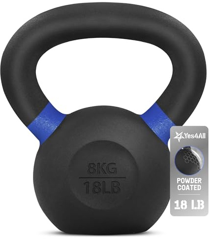 Yes4All WTGA Powder Coated Kettlebell Weight, 8 kg, Dark Blue