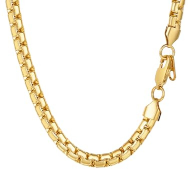 PROSTEEL Herren Halskette hochwertig Edelstahl Platte Venezianierkette Erbskette 2MM/4MM/6MM/8MM breit Kette mit Karabinerverschluss für Männer Jungen, Länge 46-76CM wählbar