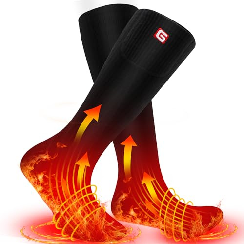 SVPRO Rechargeable Electric Heated Socks Battery Powered Comfortable Thermo-Socks,Cold Weather Thermal Socks Sport Outdoor Camping Hiking Warm Winter Socks for Men Women (Black, L)