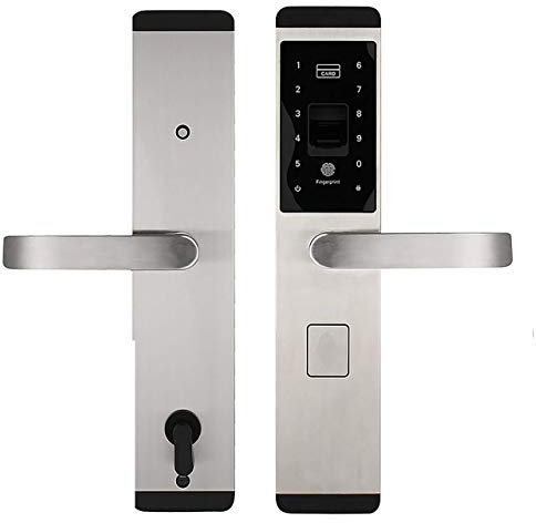 EspyMax Smart Door Lock for Home - Advanced Anti-peep Fingerprint, RF Sensor, Stainless Steel and Multi Direction Anti-Theft Lock 4 in 1 Digital Electronic Door Lock (Sliver)