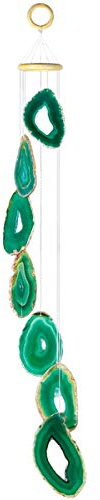 mookaitedecor Grün Achatscheiben Windspiele für Drinnen und Draußen, Kristall Scheiben Wind Chimes Windspiel für Garten Terrasse Haus Deko 70-85 cm
