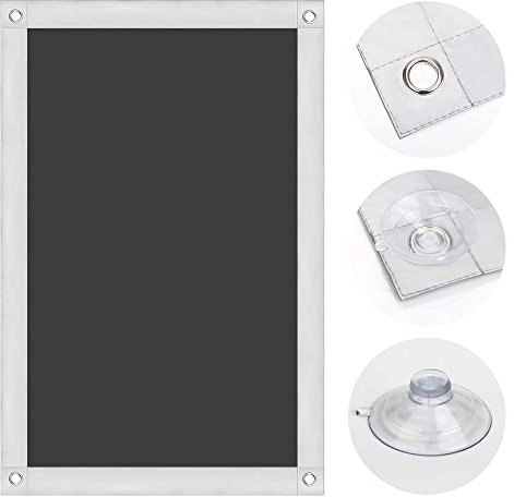 OBdeco Thermo Rollo 100% Verdunkelung Sonnenschutz Verdunkelungsrollo für Velux-Dachfenster Hitzeschutz ohne Bohren mit Saugnäpfen Schwarz 37x73cm für C04/104