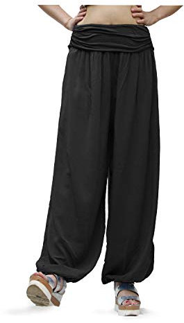 Glamexx24 Damen XXL Leichte Pumphose Haremshose Freizeithose Sommerhose Hose mit vielen Muster 13090, Schwarz, XL/XXXL
