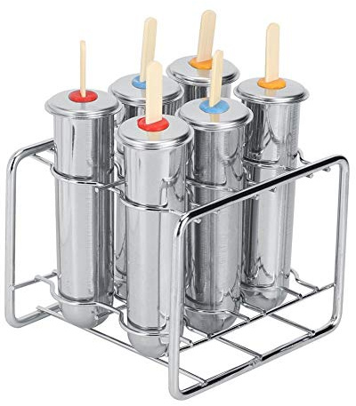 Wifehelper Eis am Stiel Formen Set, 6 STÜCKE, 304 Edelstahl, Rundkopf, Runde Tasse, Eisform, Doppel Nut, Küchenhelfer & Kochzubehör, Silber, 0,73 Tassen, FOOD_PREPARATION_MOLD
