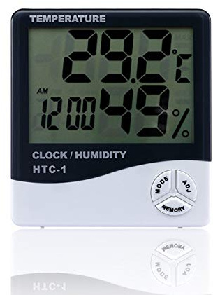HTC-1 Indoor Room LCD Electronic Temperature Humidity Meter Digital Thermometer Hygrometer Weather Station Alarm Clock(white & black) Jasnyfall