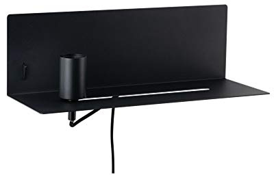 Paulmann 78920 Wandleuchte Devara mit Ablage max. 40 Watt Wand-Leselampe Schwarz Leseleuchte Metall Wandlampe E27 ohne Leuchtmittel