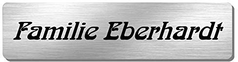 Edelstahl Namensschild mit individueller Lasergravur * Modell Eberhardt | Türschild, Klingelschild, Briefkastenschild mit individueller Laser-Gravur in vielen Schriftarten