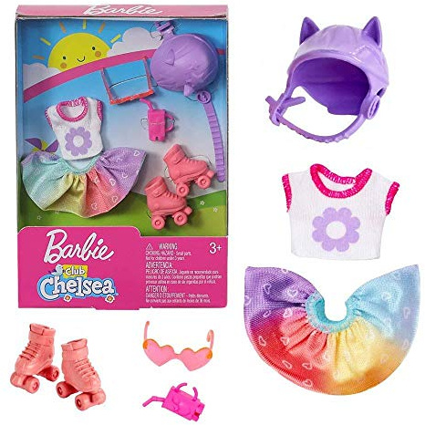 Barbie. GHV95 - Chelsea Mode, Kleid, Kleidung Set Rollerskates, Rock, Shirt, Skates, Helm, Chelsea