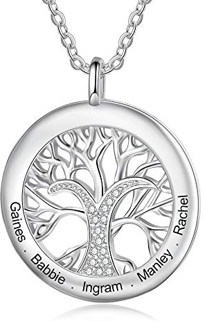 lorajewel Ewige Rose mit Damen Herz Halskette Silber 925 Kette mit Name Personalisierte Geschenke für Frauen für Geburtstags,Weihnachten, Valentinstag, Muttertag