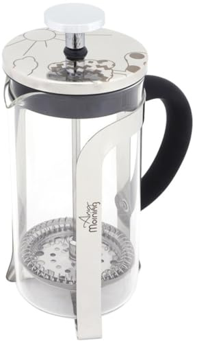 Any Morning | Cafetera de Émbolo y Tetera Estilo Prensa Francesa para 2 Tazas, Hecha en Acero Inoxidable y Vaso de Cristal - 600 ml