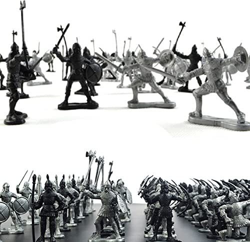 ISAKEN Abbildung Modelle Soldaten Mittelalterliche Ritter Krieger Soldaten Spielzeug Figuren Set, Mini Simulation Krieger Antike Soldat Figuren Static Model Kreative Geschenke Soldaten Figuren Set