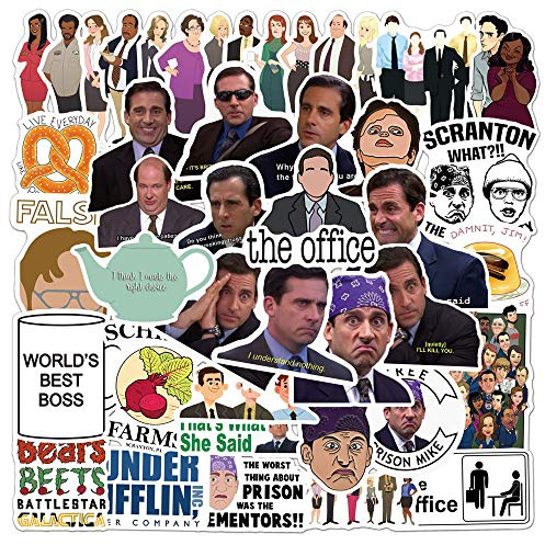 50 adesivi The Office per valigia, skateboard, laptop, computer, bottiglie d'acqua, auto, ragazzi, ragazze, decalcomania, impermeabile