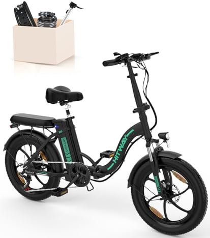 HITWAY E Bike Elektrofahrrad E-Fahrrad 20 Zoll Fat Tire faltbares Elektrofahrrad, 250W/36V/12 Ah Akku, Maximale Laufleistung 35–90 km