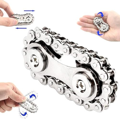 Yeefunjoy Fidget Bike Chain Fidget Toy allevia Il Riduttore di Stress - Linkage Bike Chain Ruota Design Doppio Gears, Finger Toy Perfetto per Adulti Bambini, ansia - Argento