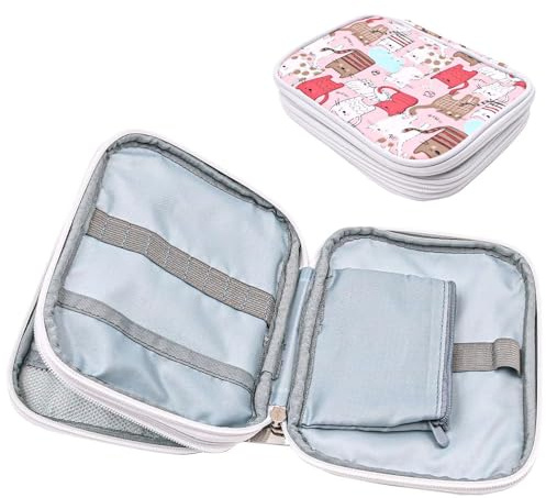 WANGCL Tragbare Häkelnadeltasche mit Netztaschen, Häkelnadel-Organizer für Zubehör und Zubehör (nur Tasche)