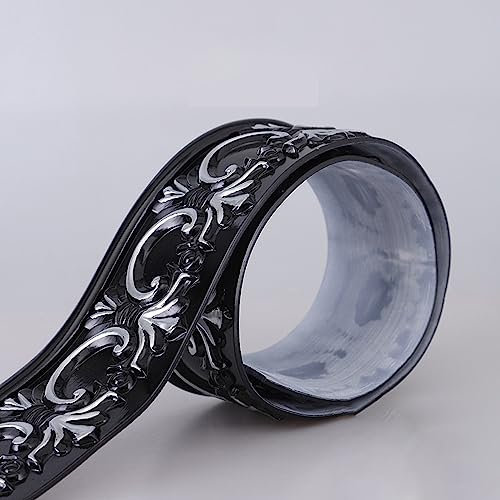 Dostear TapetenbordüRe Selbstklebende BordüRe Wand Wohnzimmer Tapeten Fliesenaufkleber Bad Dekoband Selbstklebend 5- Schwarz-Silber 8 x 300 cm
