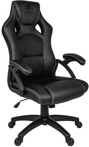 KRAKEN CHAIRS Silla Gaming Piel Sintética - Negro - Sillas Gamer Reclinable - Ergonómica Silla de Oficina - Regulable en Altura - para Adulto - Gaming Chair