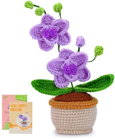 kgxulr Kit all'uncinetto per principianti, kit all'uncinetto per principianti e adulti, kit per uncinetto con tutorial video passo dopo passo (orchidea farfalla)