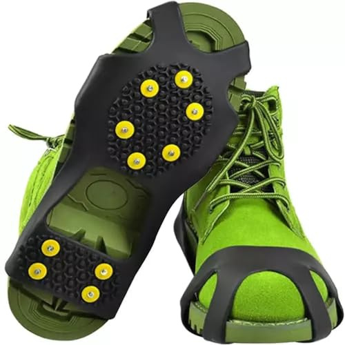 PARENCE - Crampons Chaussures et Botte Antidérapants - Taille XL (43-48) pour des Aventures en Toute Sécurité - Crampons Montagne, Neige, randonée, Traction été Hiver, Noir