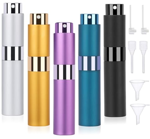 Segbeauty Bote Perfume Recargable, 5 Piezas 10ml Atomizador Perfume, Portátil y Reutilizable, Recargador de Colonia para Viaje, Pulverizador Spray para Perfume