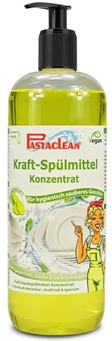 Pastaclean® Kraft Spülmittel Konzentrat 1 Liter | Profi Handspülmittel | Stark gegen Fett, Stärke und Verkrustungen