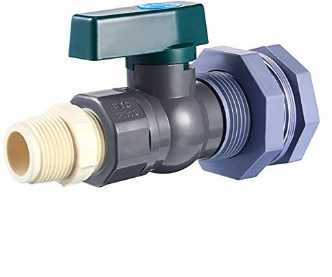 AJIEYMXP Schlauchverteiler, Wasserhahn-Anschluss, Rohrverschraubung, Zapfen, Regentonnen-Wasserhahn-Set, 3/4-Zoll-Regenfass-Ventil mit Schottverschraubung und Schlauchadapter, Gartenwerkzeug